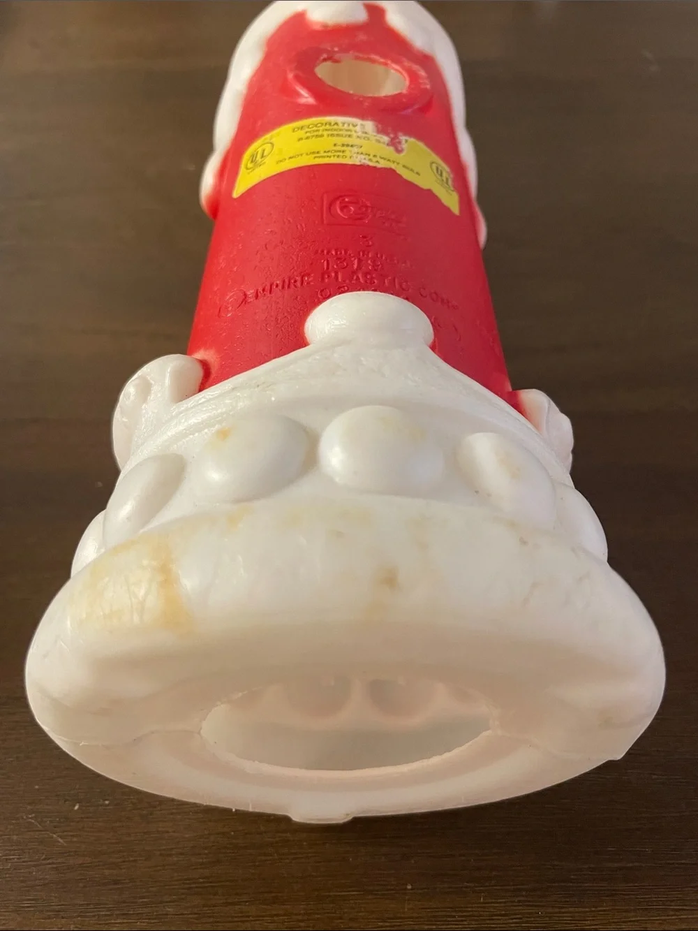 13” 1970 Red and White Noel Blow Mold Decorative Candle Accent (no light or cord